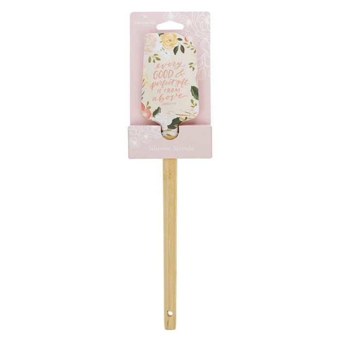 Spatula-Every Good &amp; Perfect Gift Is From Above (James 1:17)-Pink Floral Silicone