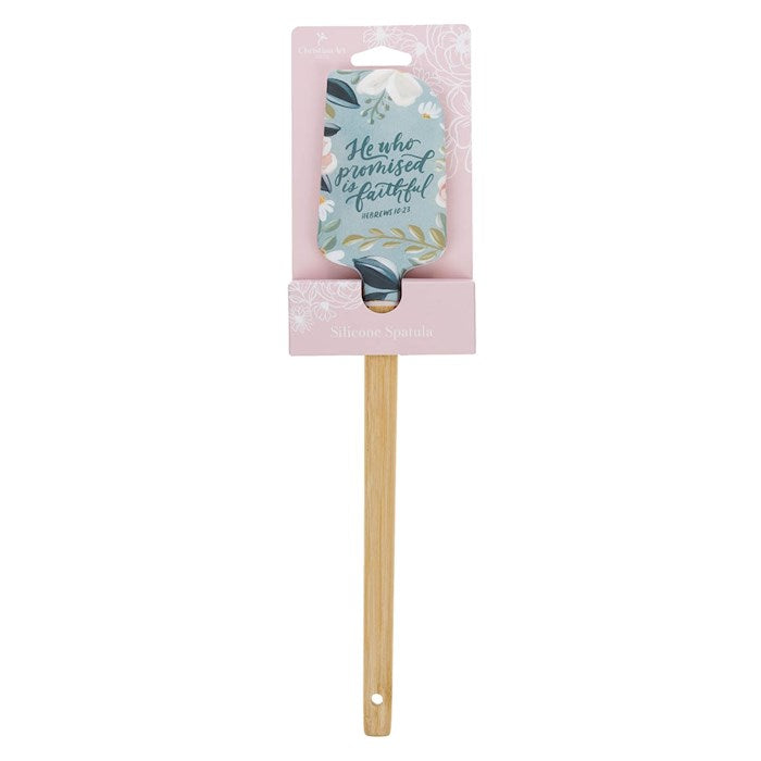 Spatula-He Who Promised Is Faithful (Hebrews 10:23)-Light Blue Floral Silicone