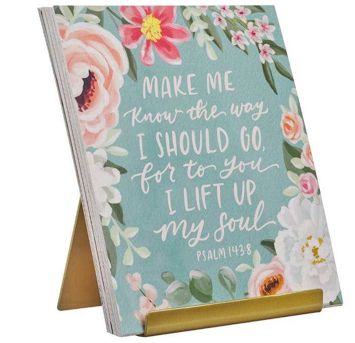Desktop Scripture Cards-Blossoms Of Faith w/Gold Metal Stand(10 Cards)