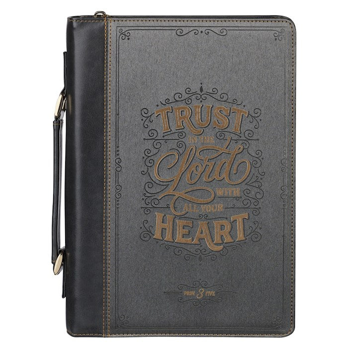 Bible Cover-Trust In The Lord-Charcoal-XL