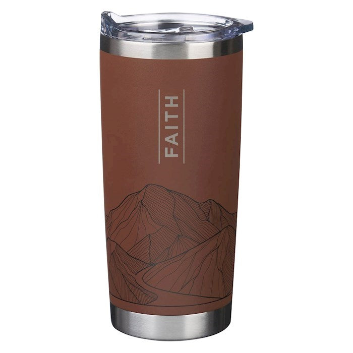 Travel Mug-Faith Mountain-Brown Stainless Steel (18 oz)