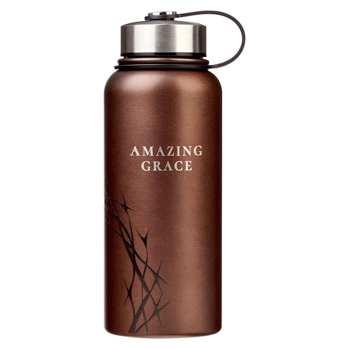 Water Bottle-Amazing Grace-Metallic Brown Crown of Thorns Stainless Steel (32 oz)