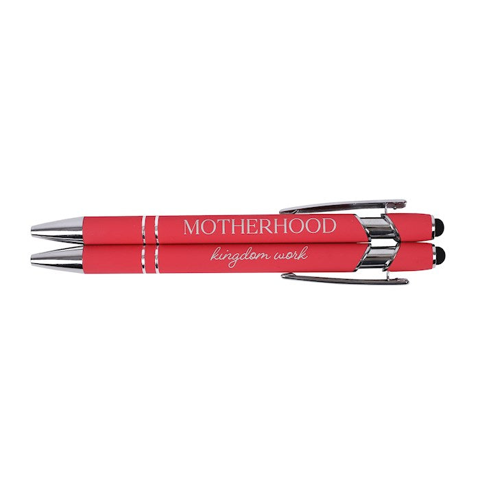 Soft Touch Gift Pen-Motherhood Is Kingdom Work-Orange
