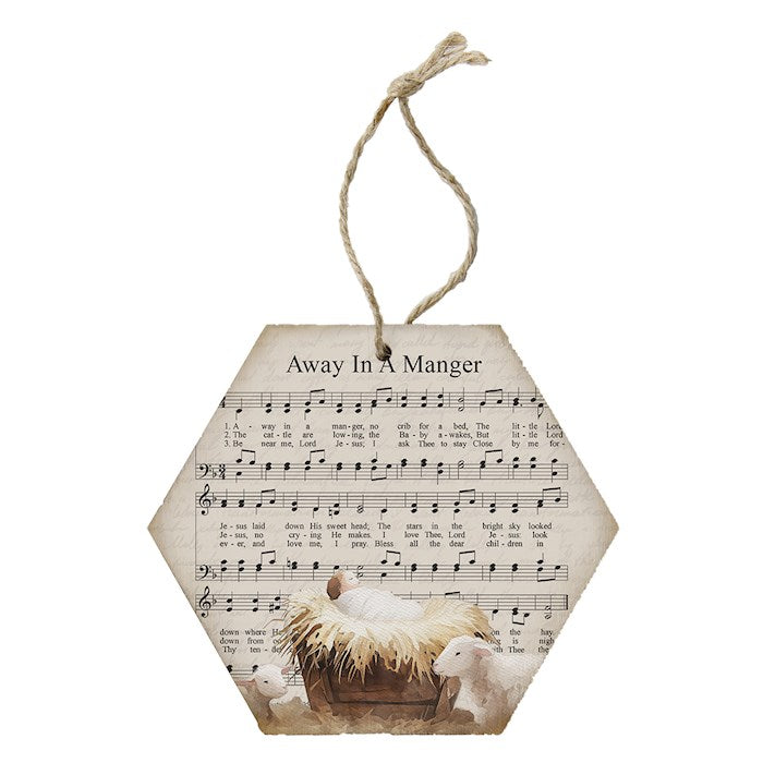 Ornament-Honeycomb-Away In A Manger (4.5" x 6.875")