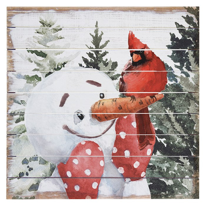 Perfect Pallet-Snowman Cardinal (14" x 14")