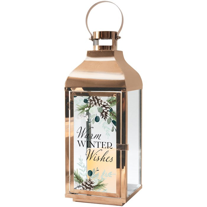 Lantern w/Flameless LED Candle &amp; Timer-Warm Winter Wishes  (17" x 5.5" x 5.5")