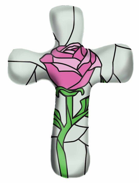 Cross-Pocket-Comforting Clay-Pink Rose (3&quot; H)