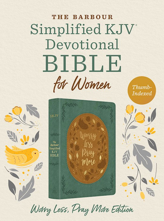 KJV Simplified The Barbour Devotional Bible For Women: Worry Less Pray More Edition-Sage/Tan DiCarta Indexed