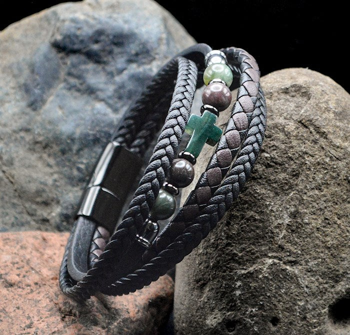 Bracelet-Eden Merry-Magnetic-Cross-Green Adventurine