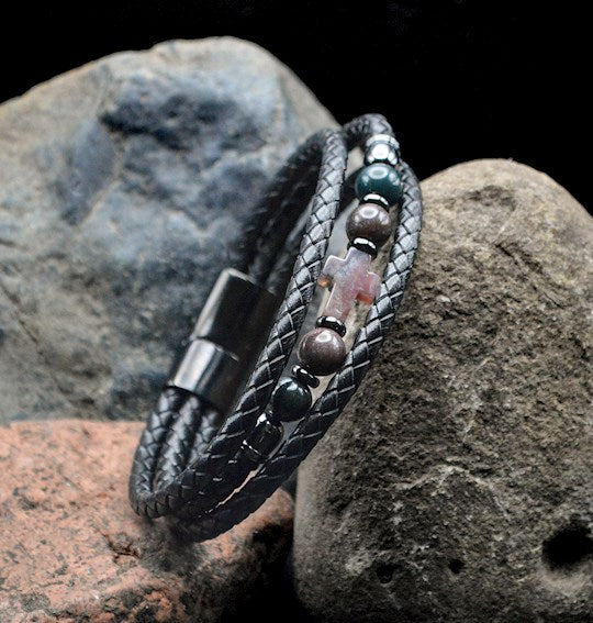Bracelet-Eden Merry-Magnetic-Cross-Brown Onyx