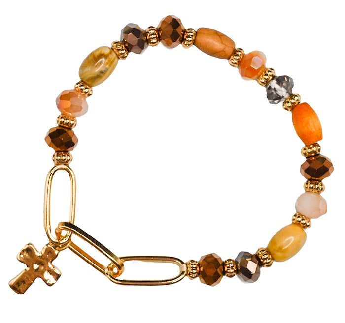 Bracelet-Eden Merry-Beaded-Cross-Neutrals