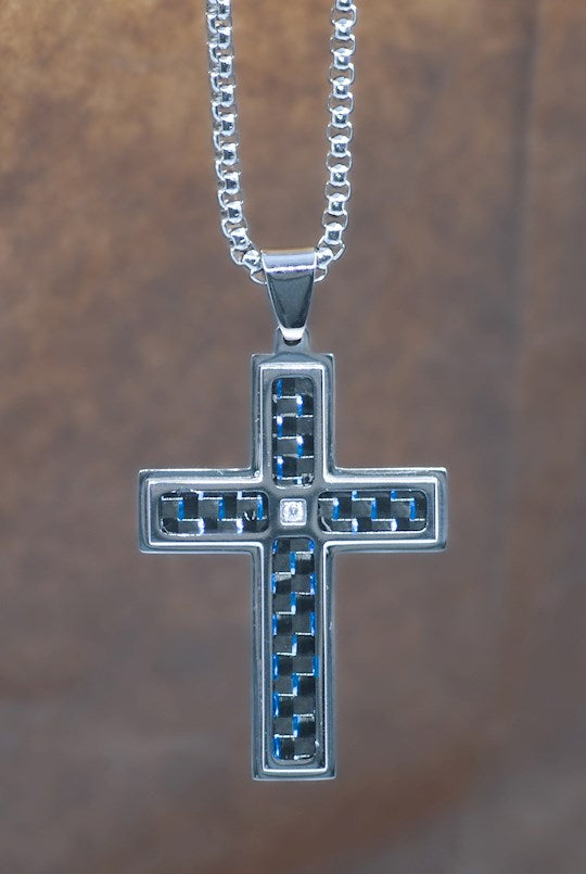 Necklace-Eden Merry-Cross-Blue