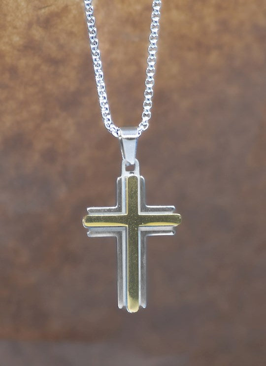 Necklace-Eden Merry-Cross-Silver/Gold