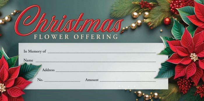 Offering Envelope-Christmas Flower (Pack Of 100)