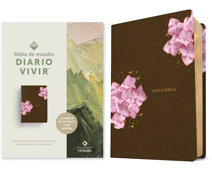 NTV Biblia de Estudio del Diario Vivir (Life Application Study Bible)-Brown/Pink LeatherLike