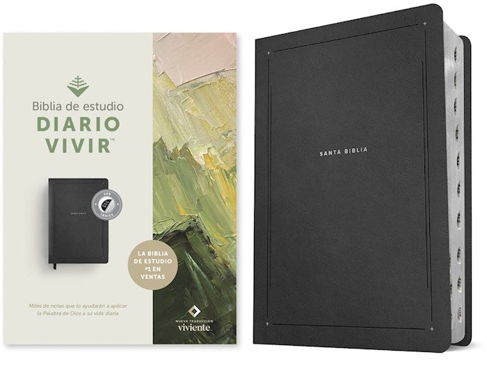 NTV Biblia de Estudio del Diario Vivir (Life Application Study Bible)-Black LeatherLike Indexed
