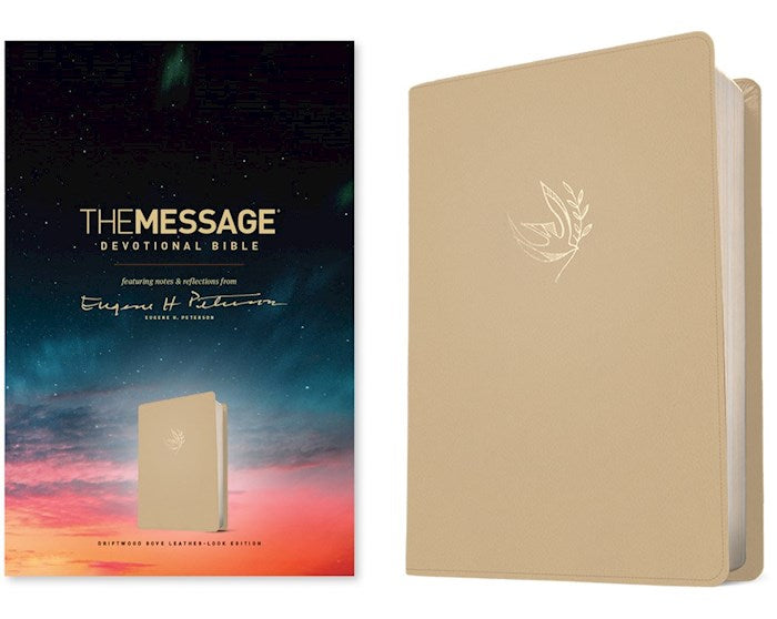 The Message Devotional Bible-Driftwood Dove Leather-Look