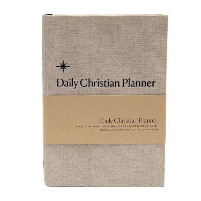 Daily Christian Planner &amp; Goalsetter-White/Cream Cloth Over Board