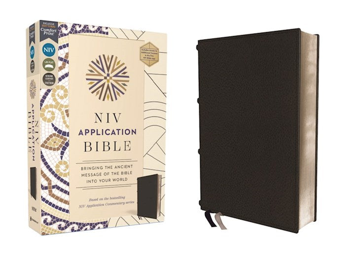 NIV Application Bible (Comfort Print) (RL)-Black Calfskin Genuine Leather