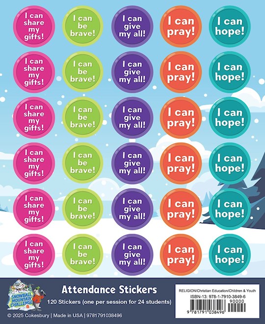VBS-Snowball Mountain Challenge: Attendance Stickers (Pack Of 24) (2026)