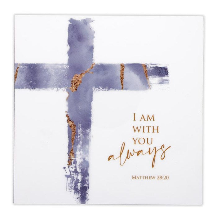 Wall Plaque-I Am With You-Blue (5&quot; Sq.)
