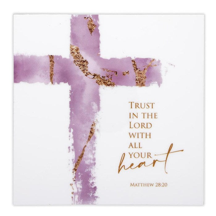 Wall Plaque-Trust in the Lord with all your Heart-Pink (5&quot; Sq.)