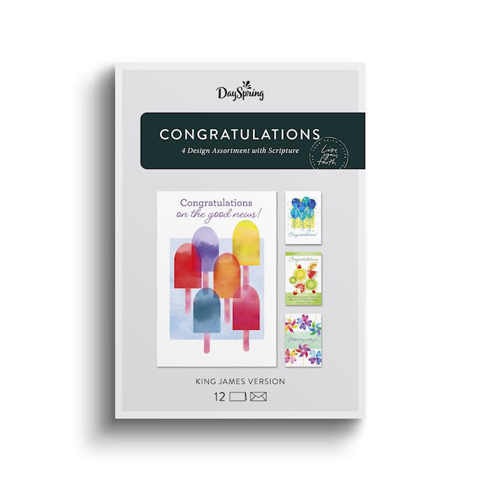 Boxed Card-Congratulations: Bright Celebrations (KJV) (Box Of 12)