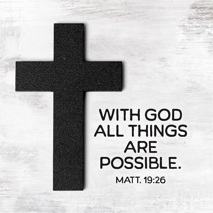 Plaque-With God All Things Are Possible w/Magnetic Back (3.5" x 3.5")