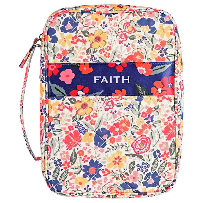 Bible Cover-Quilted Faith-Floral Polyester-XLG