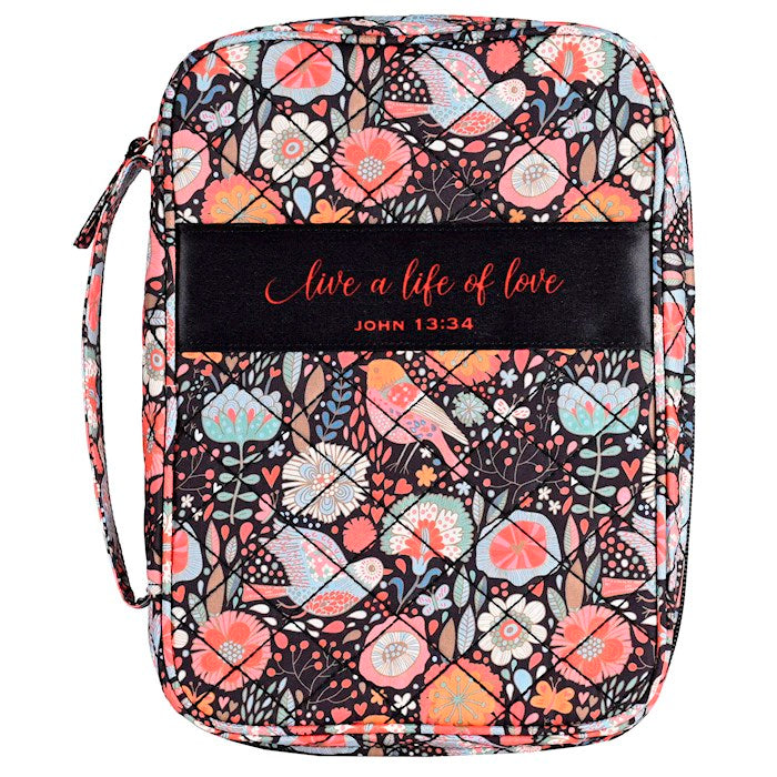 Bible Cover-Quilted Live A Life Of Love-Black-XLG