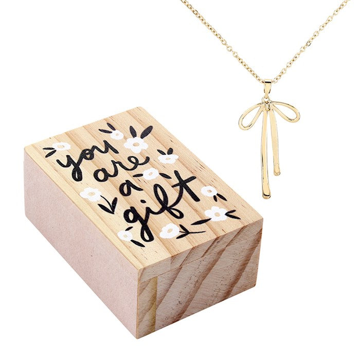 Bow Necklace-You Are A Gift in Treasure Box (
