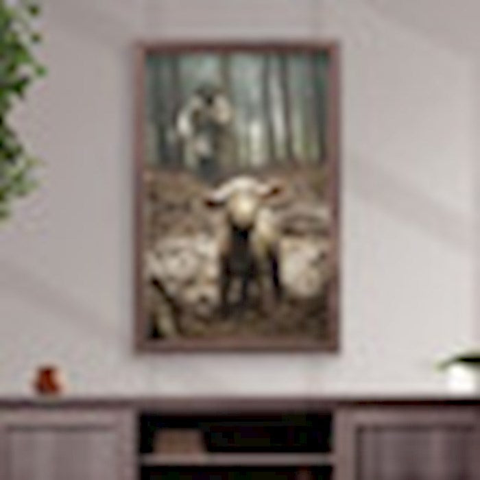 Framed Linen Art-Lamb (I Am Found Collection) (15.75" W x 24.25" H) (
