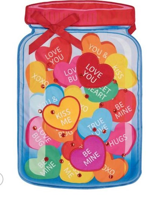 Flag-Garden-Nylon Applique-Be Mine Candy Jar (12.5" x 18")