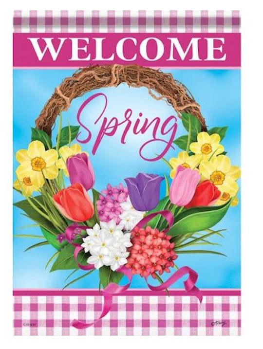 Flag-Garden-Dura Soft-Welcome Tulip Spring Wreath (12.5&quot; x 18&quot;)