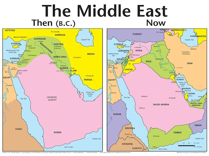 Chart-Middle East Then &amp; Now Wall (Laminated Sheet) (19" x 26")