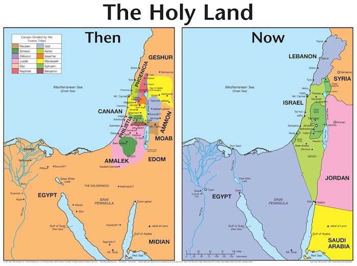 Chart-Holy Land: Then &amp; Now (Laminated Sheet) (19" x 26")