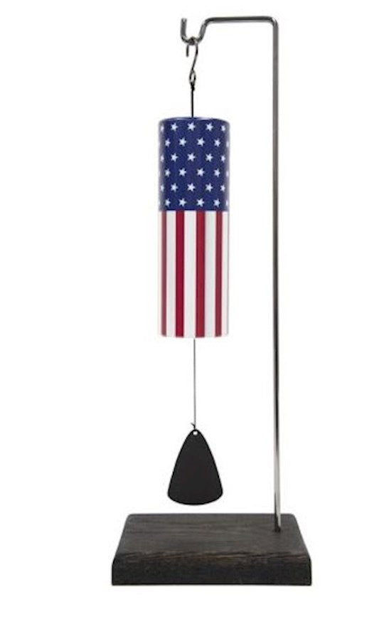 Wind Chime-American Flag Mini Cylinder Sonnet With Stand (12.5")