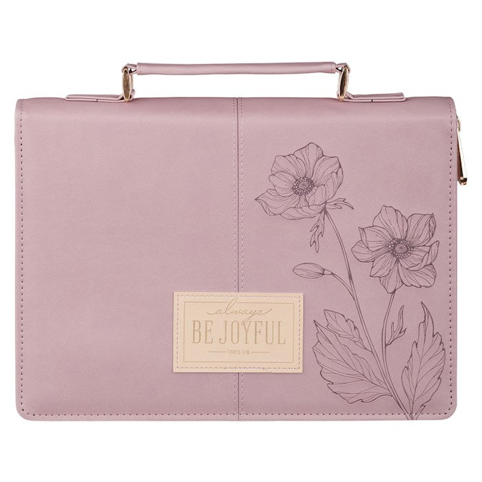 Bible Cover-Always Be Joyful (1 Thessalonians 5:16-18)-Dusty Mauve Fashion-Large