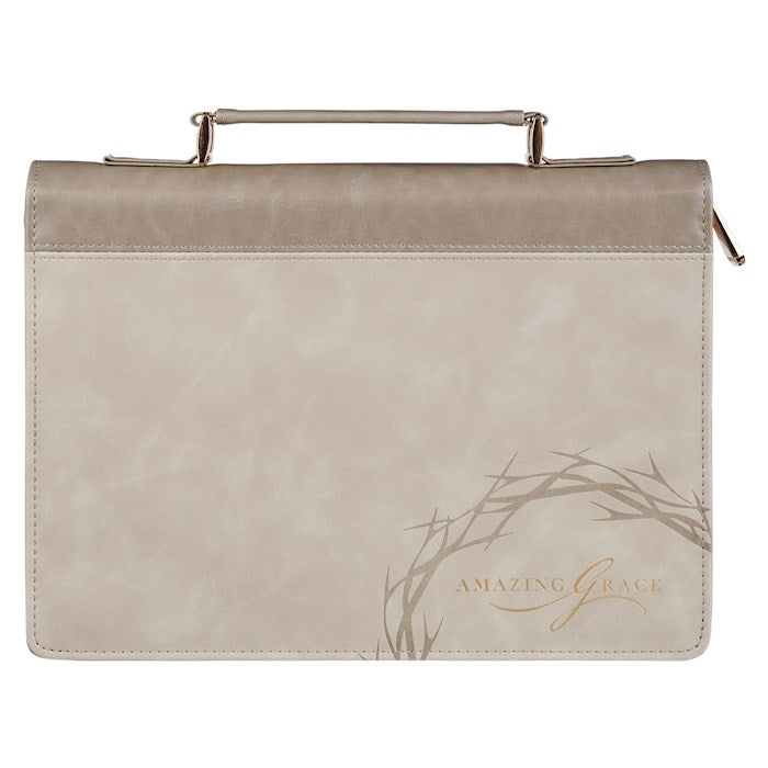 Bible Cover-Amazing Grace/Crown Of Thorns (Isaiah 53:5)-Taupe Fashion-Medium