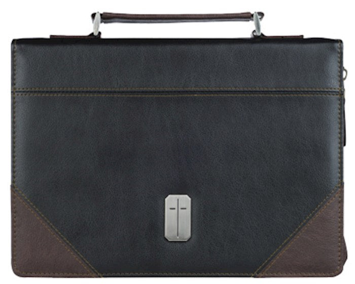 Bible Cover-Pursue Righteousness/Man Of God (1 Timothy 6:11)-Brown &amp; Black Classic-X-Large