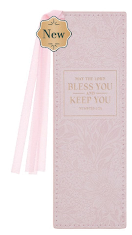 Bookmark-Faux Leather Pink Bless You and Keep You Num. 6:24