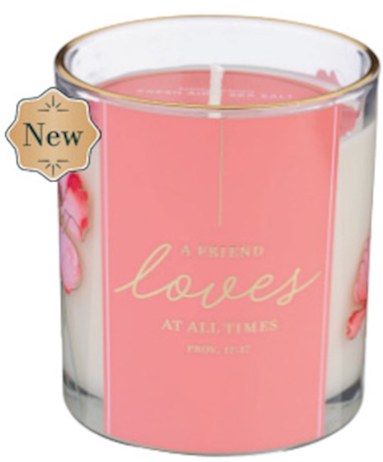 Candle-A Friend Loves At All Times/Fresh Air &amp; Sea Salt Scented In Glass Jar (Proverbs 17:17)