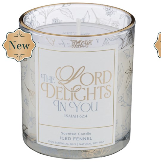 Candle-The Lord Delights In You/Iced Fennel Scent In Glass Jar (Isaiah 62:4)