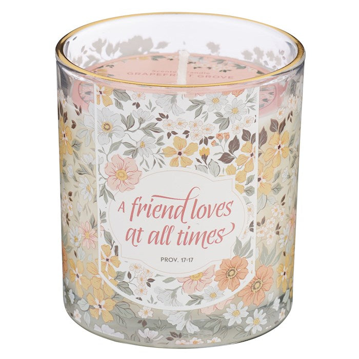 Candle-A Friend Loves At All Times/Grapefruit Grove Scented In Glass Jar (Proverbs 17:17)