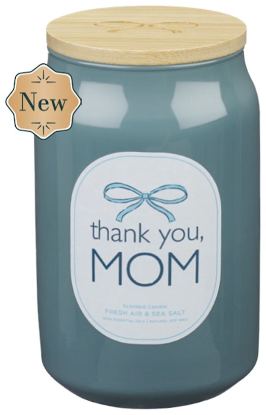 Candle-Thank You Mom/Fresh Air &amp; Sea Salt Scent In Glass Jar w/Bamboo Lid