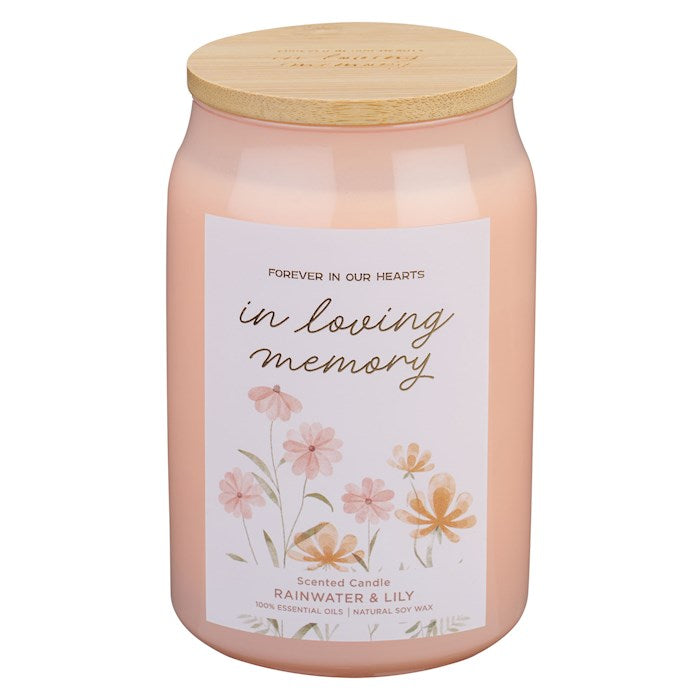Candle-In Loving Memory/Rainwater &amp; Lily Scent In Glass Jar w/Bamboo Lid