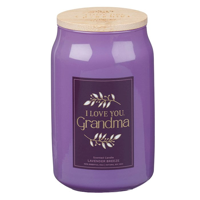 Candle-I Love You Grandma/Lavender Breeze Scent In Glass Jar w/Bamboo Lid