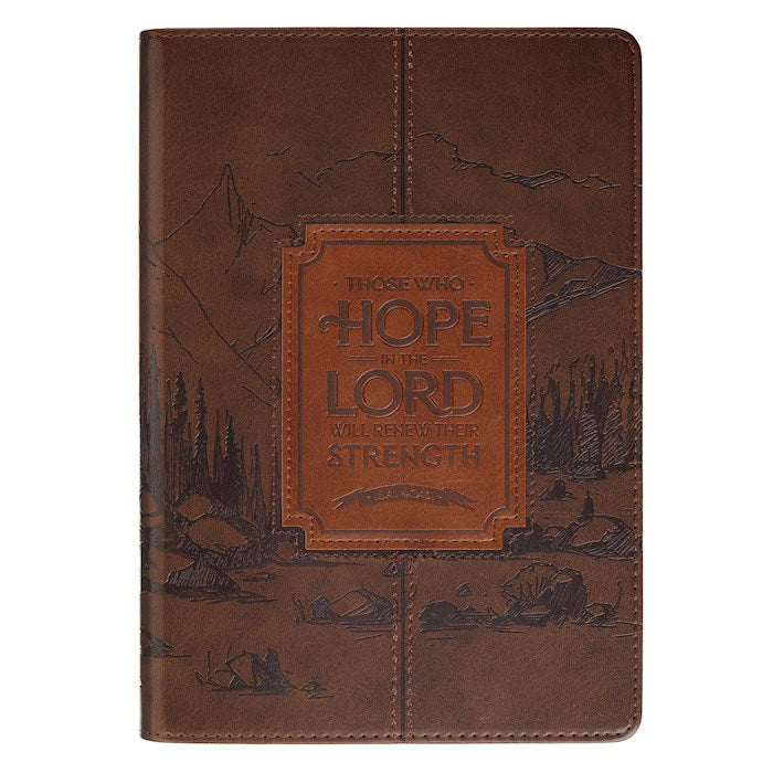 Journal-Those Who Hope In The Lord (Isaiah 40:31)-Brown Faux Leather Classic