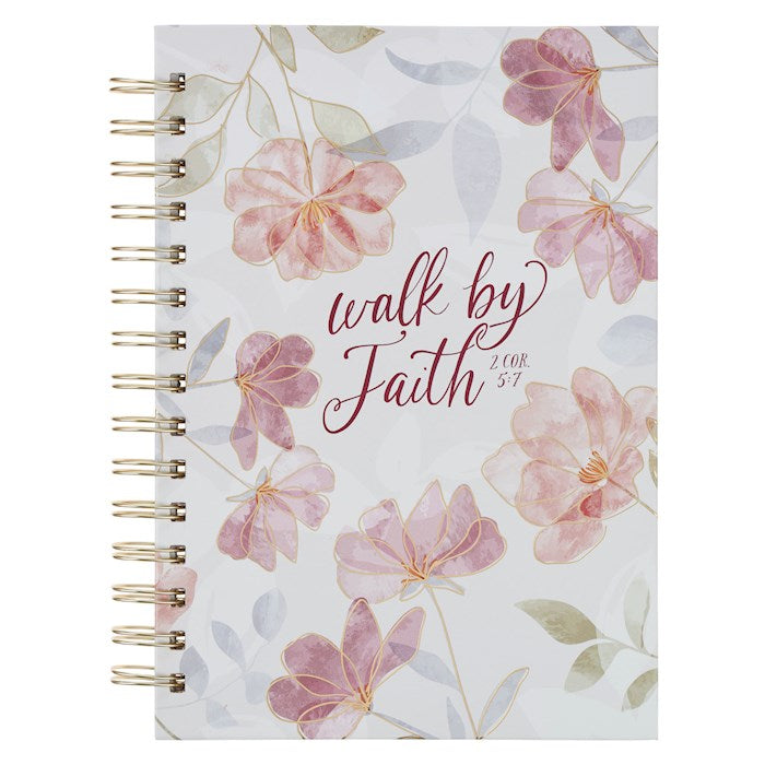 Journal-Walk By Faith (2 Corinthians 5:7)-Pink Cosmos Spiral Wirebound
