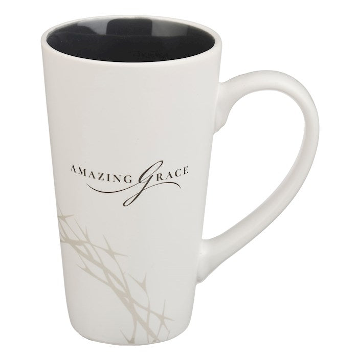 Mug-Amazing Grace (Tall)-White Crown Of Thorns Ceramic